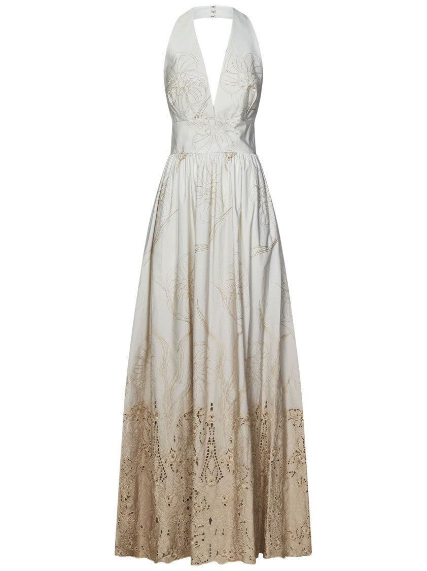 Elie Saab Long White Poplin Dress