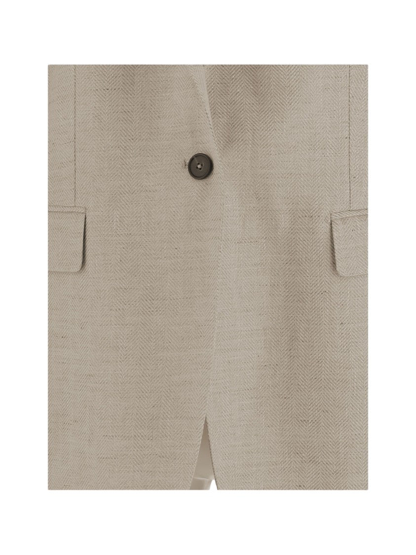 Tagliatore Elegant Linen-Wool Blend Jacket With Herringbone Pattern