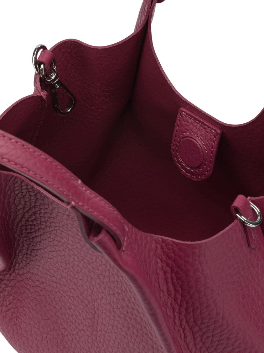Gianni Chiarini Fuchsia Textured Leather Shoulder Bag With Detachable Pouch