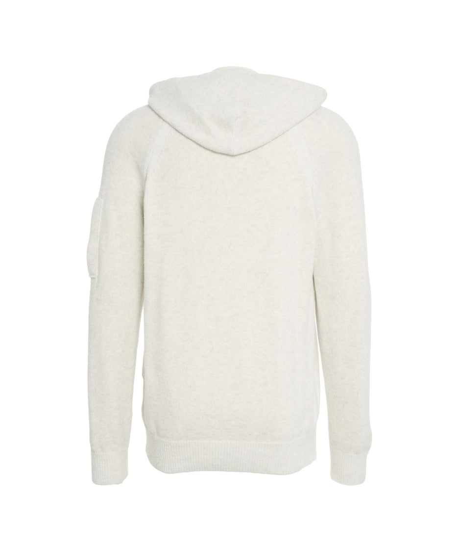 C.P. Company Knit Hoodie With Drawstring Hood And Urban Logo Patch