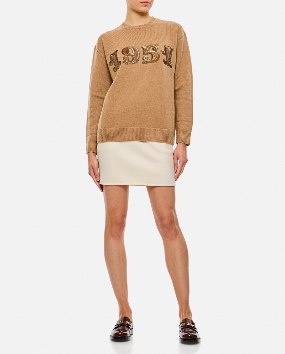 Max Mara Plata 1952 Sequin Logo Knit Sweater