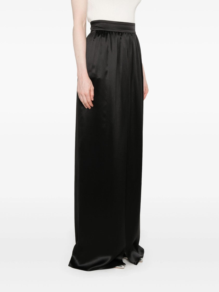 Dolce & Gabbana Maxi Skirt In Smooth Viscose With Gathered Waistband