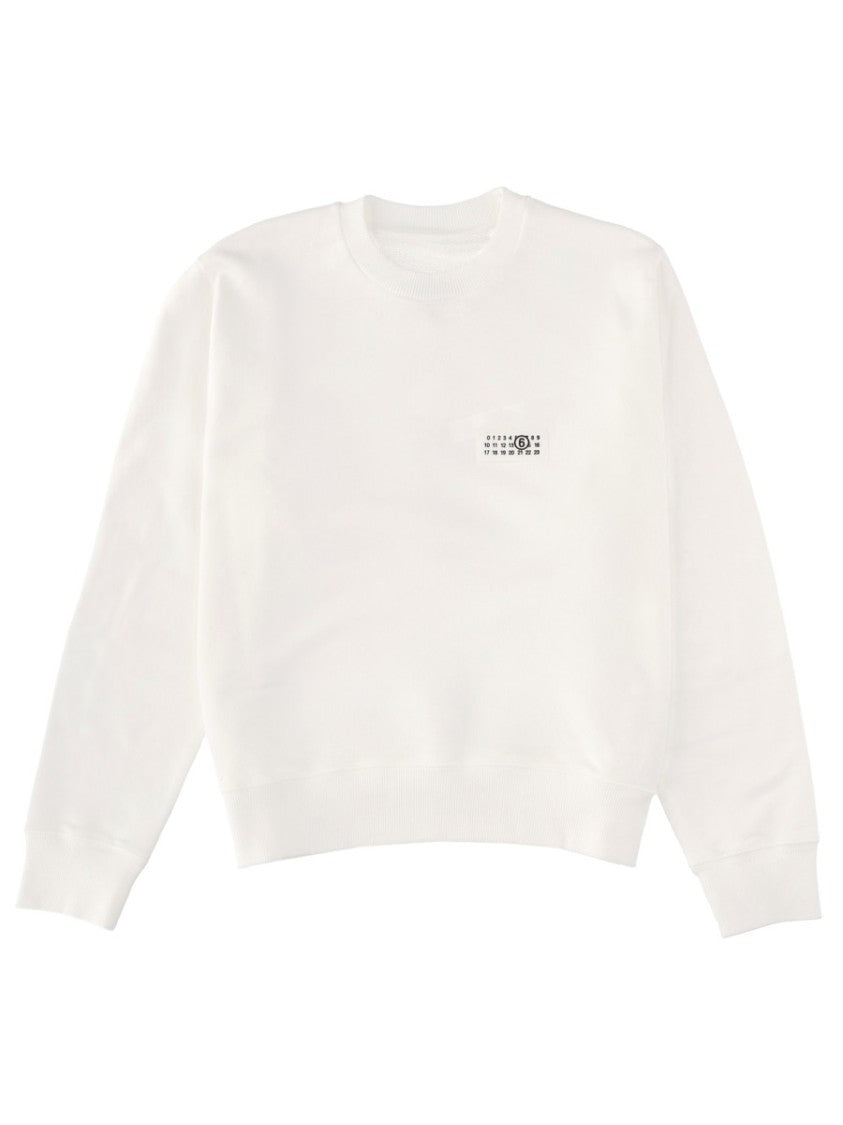Mm6 By Maison Margiela White Relaxed Logo Cotton Sweatshirt