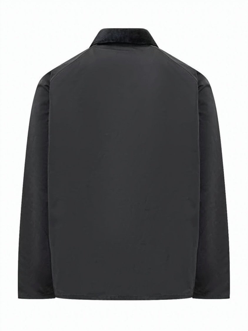 Barbour Matte Black Jacket With Corduroy Collar