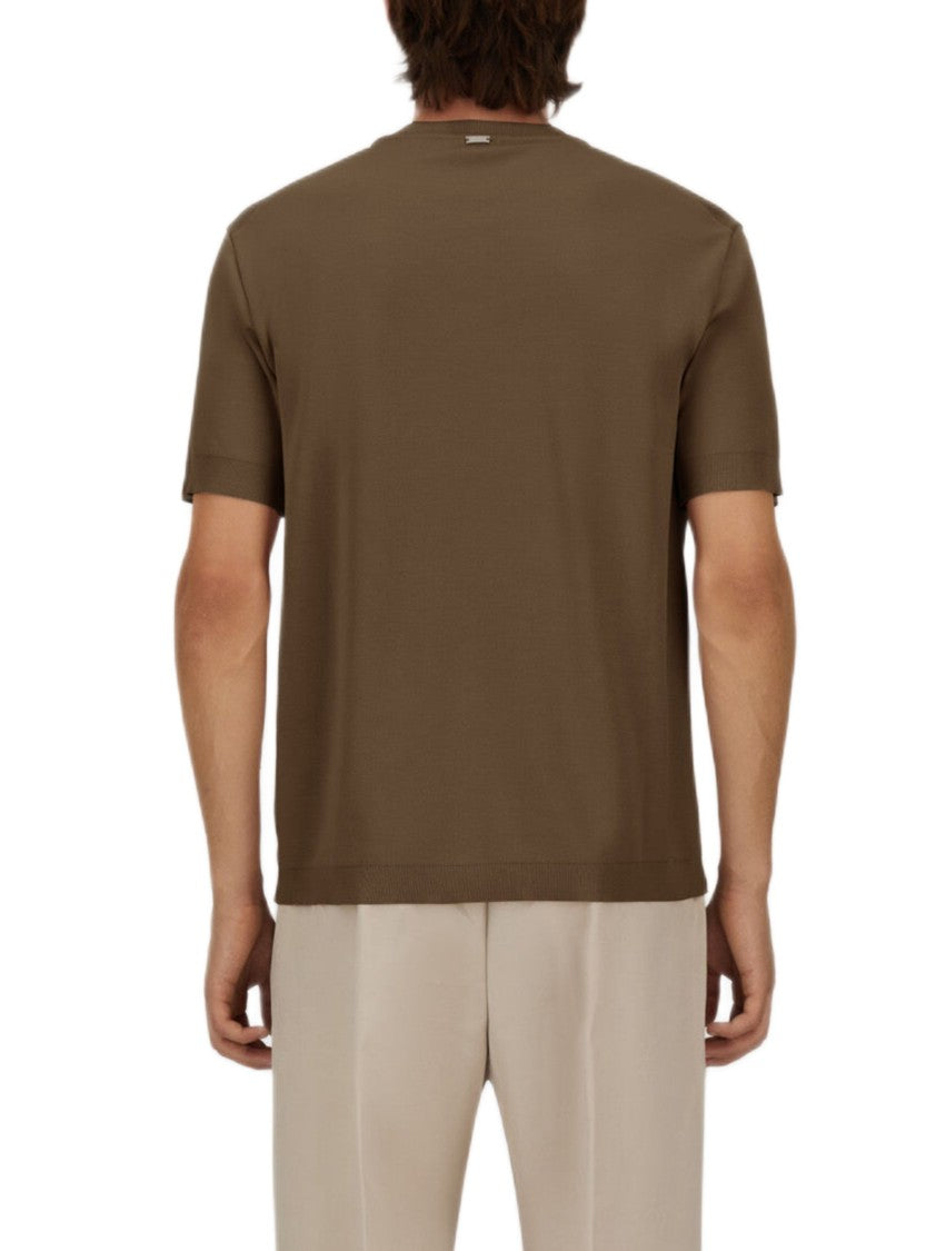 Herno Double-Layered Piqué Cotton T-Shirt With Ribbed Detailing