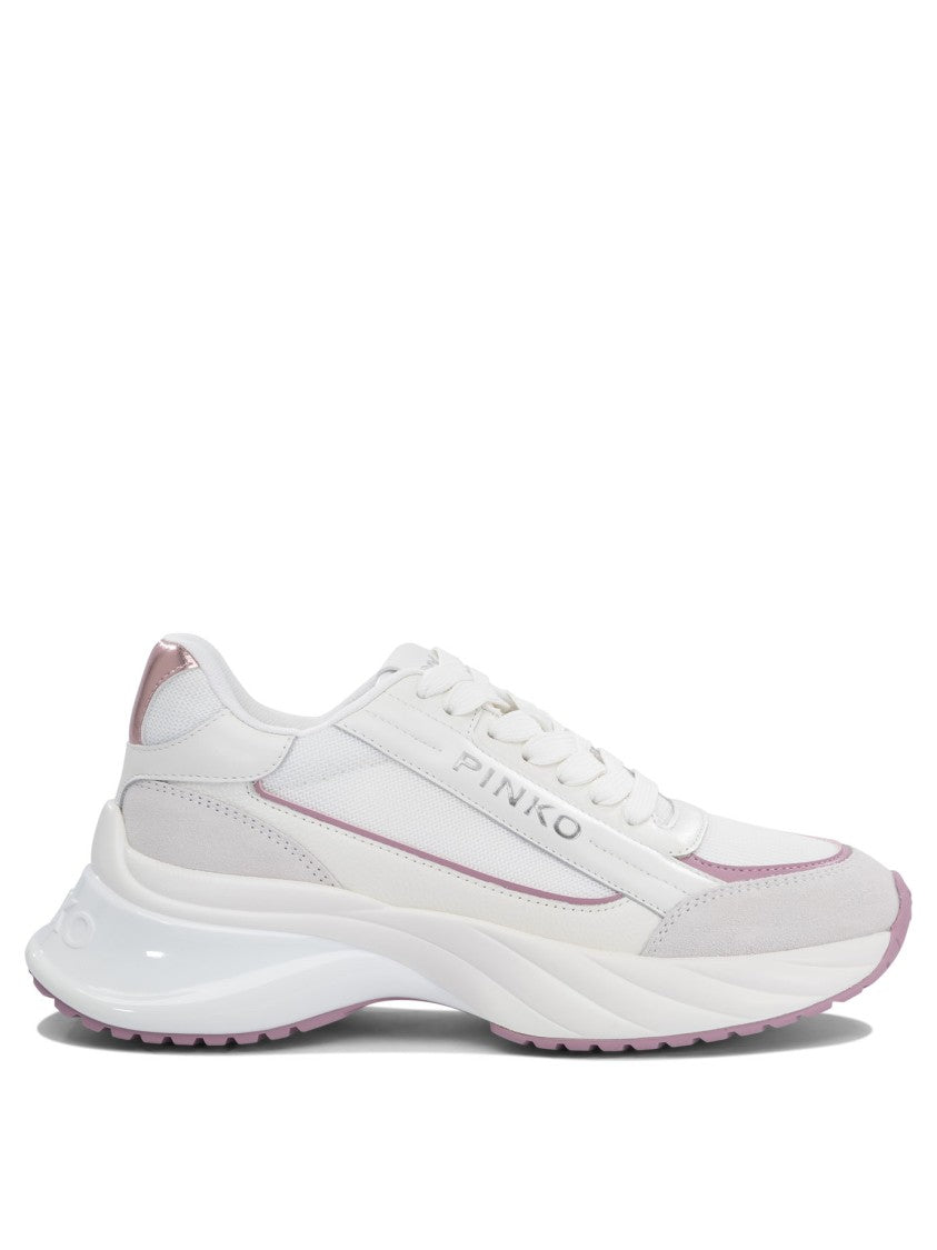 Pinko Contemporary White Sneakers With Leather