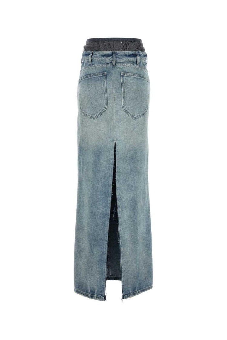 Maison Margiela High-Waist Denim Skirt With Subtle Back Slit