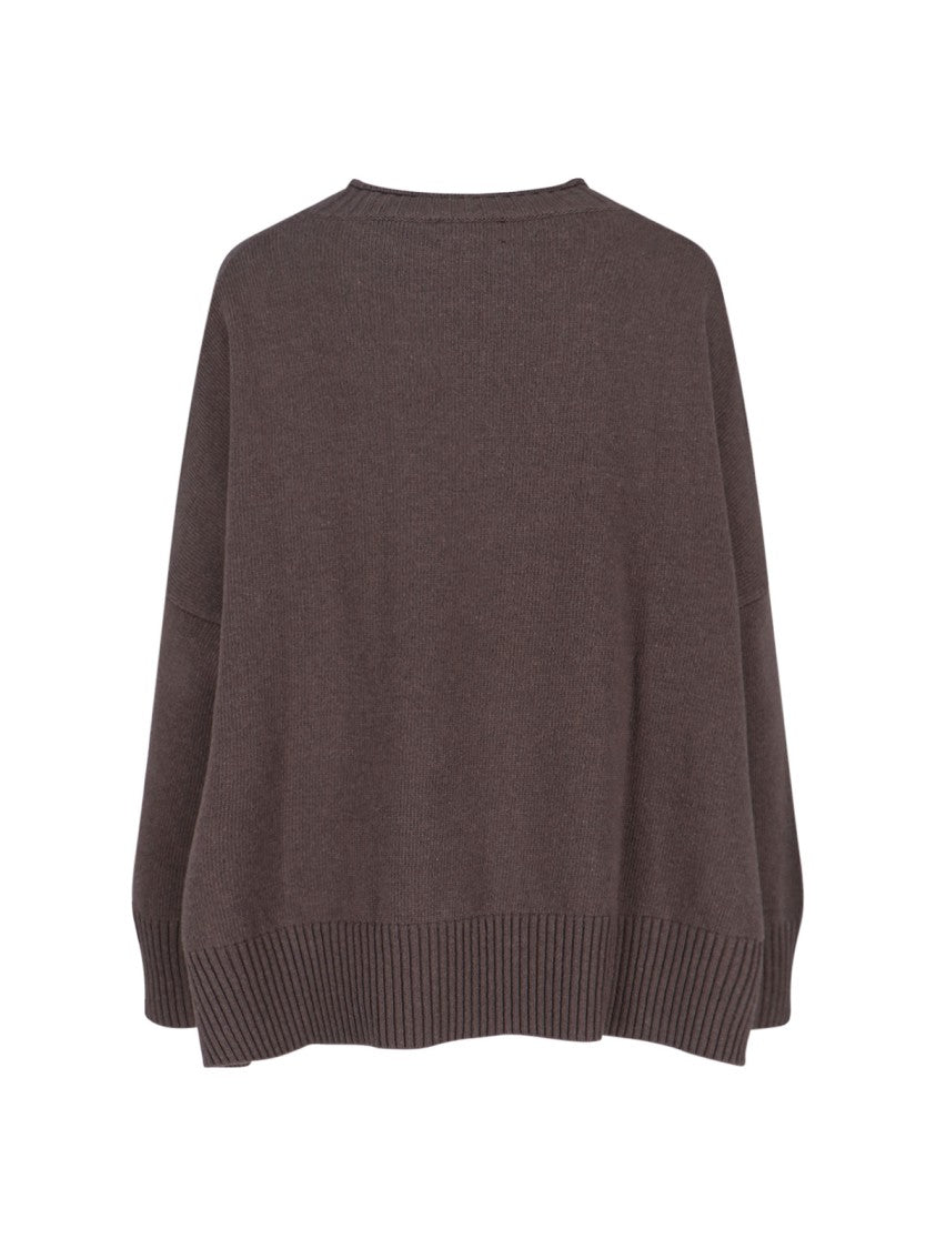 Ma'ry'ya Relaxed Fit Knit Sweater In Soft Beige