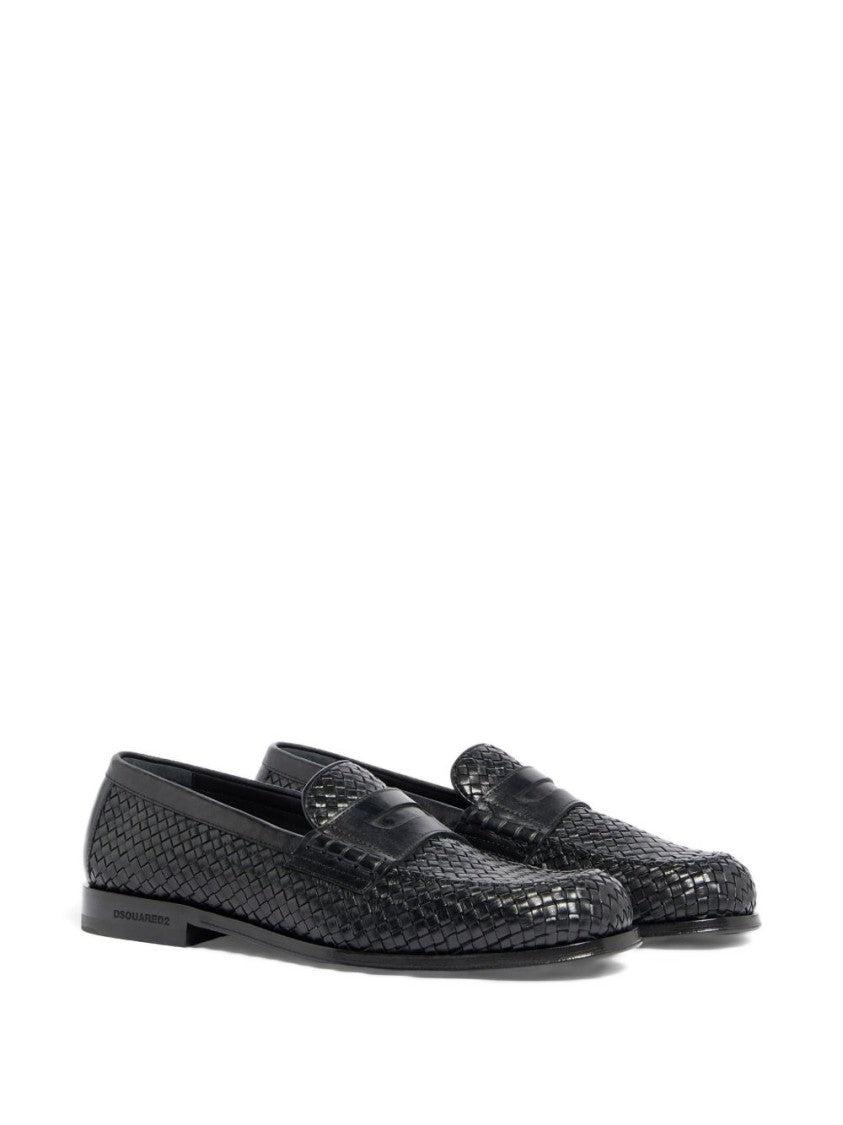 Dsquared2 Woven Texture Flat Shoes With Low Heel