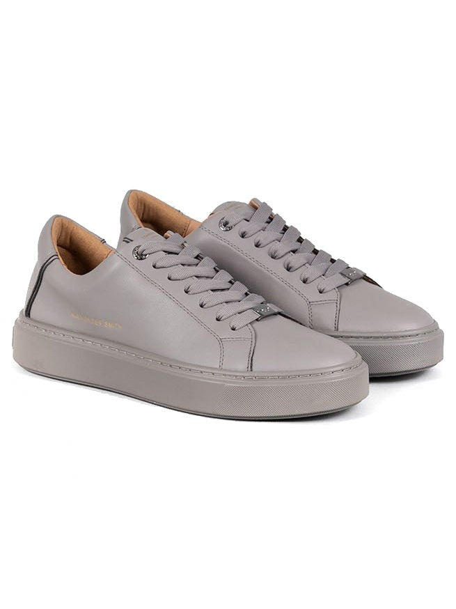 Alexander Smith Grey Cow Leather Casual Trainers With Design