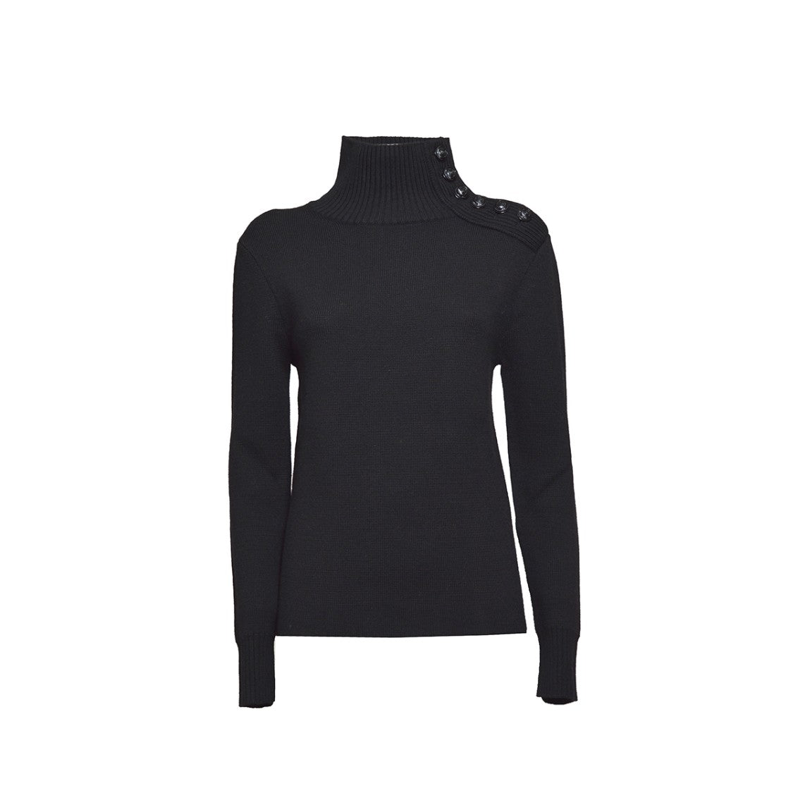Rabanne Black Turtleneck Sweater With Logo Buttons