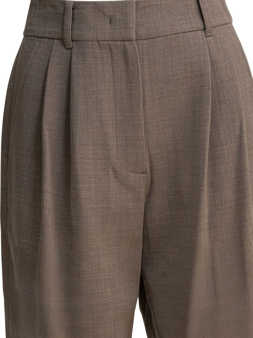 Sandbeige Tailored Straight-Leg Trousers With High Waist