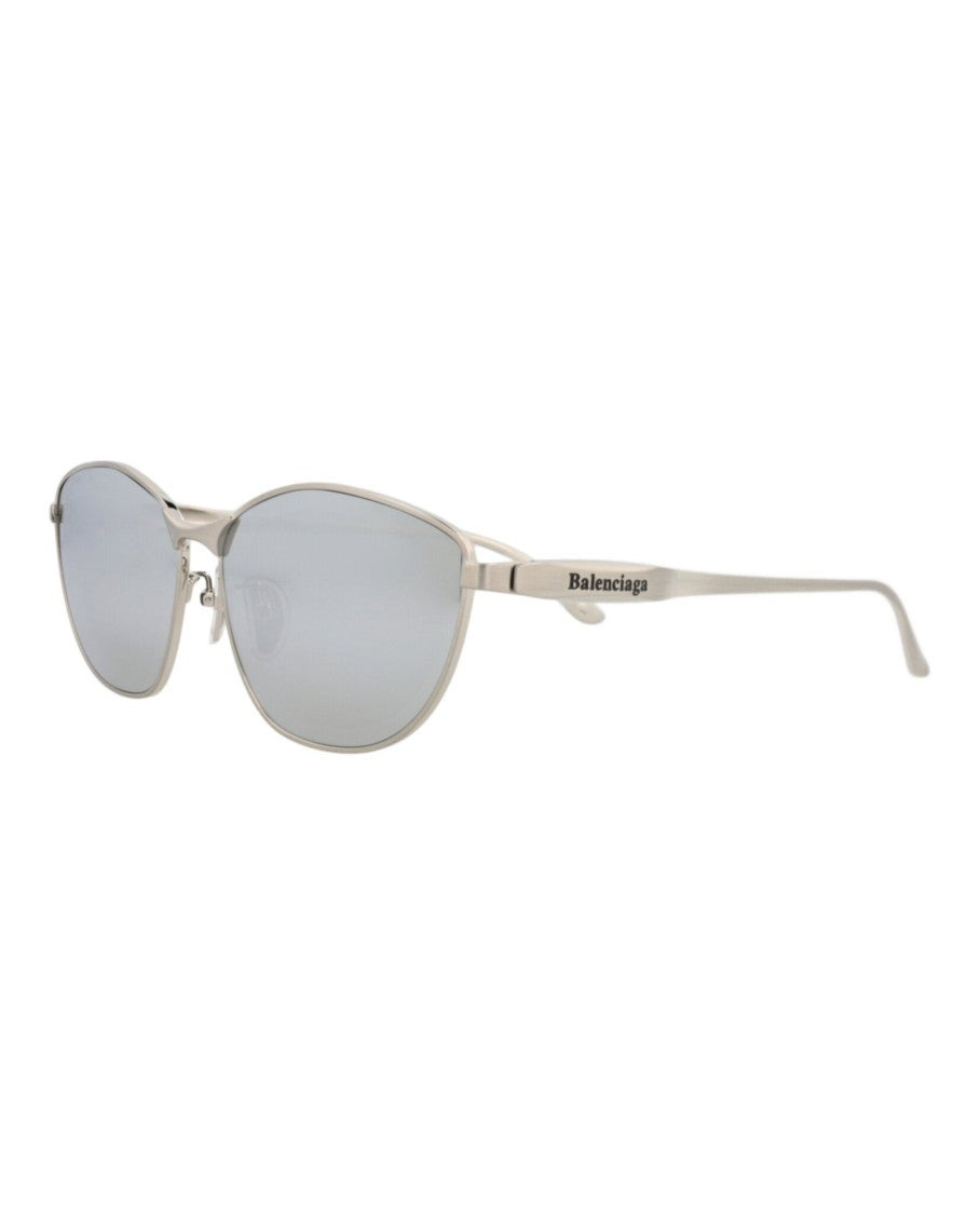 Balenciaga Cat Eye Metal Sunglasses With Reflective Lenses And Designer Case