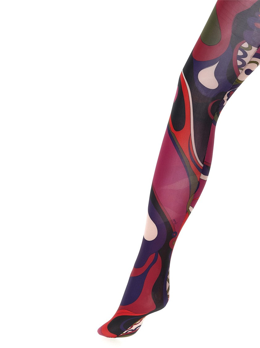 Emilio Pucci Abstract Patterned Stretch Tights With Elastic Waistband