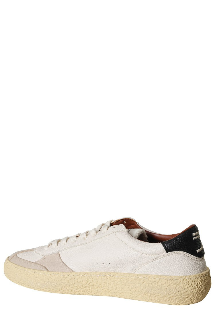 Puraai White 1.01 Vintage Logo Details Leather Rubber Sneakers