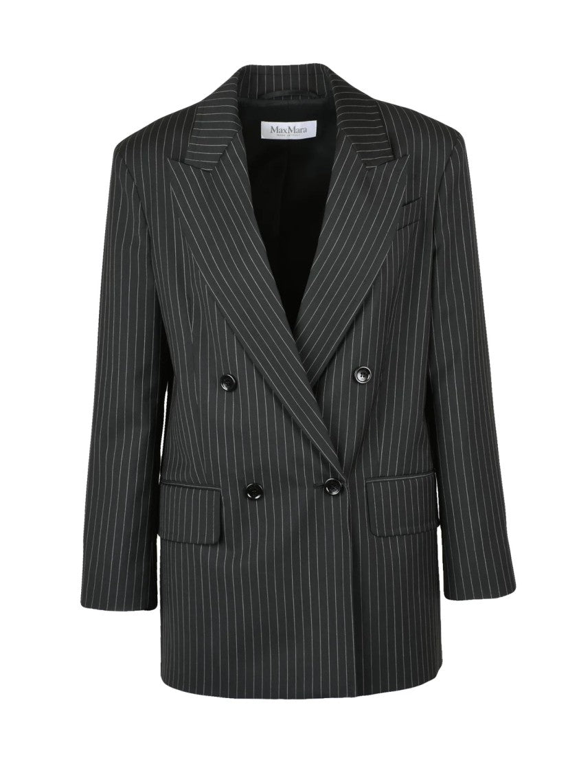 Max Mara Black Virgin Wool Double-Breasted Blazer