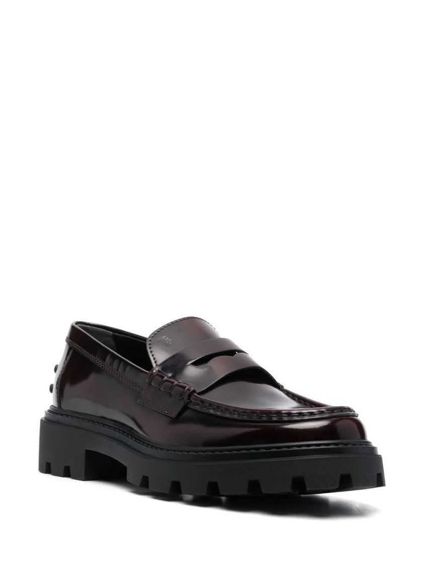 Tod's Glossy Leather Loafers With Penny Strap Detail