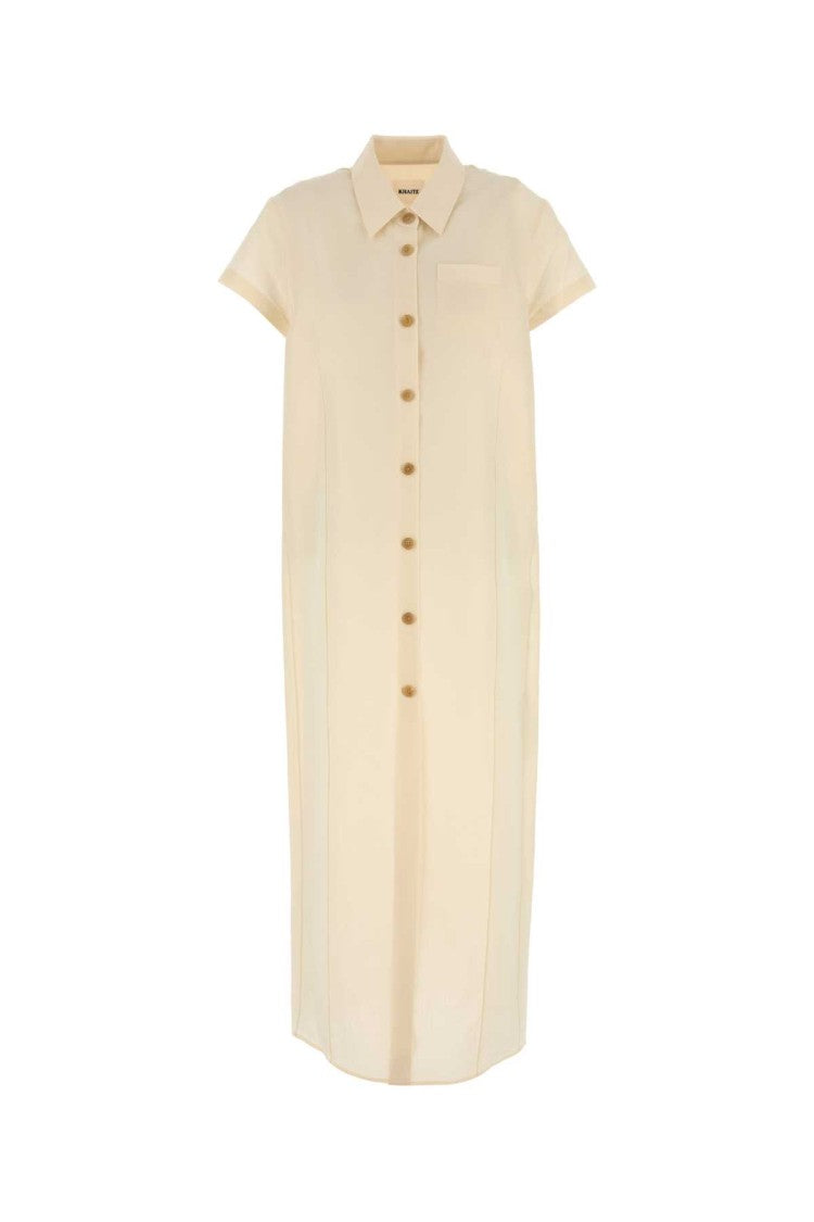 Khaite Cream Linen Blend Iffy Shirt Dress