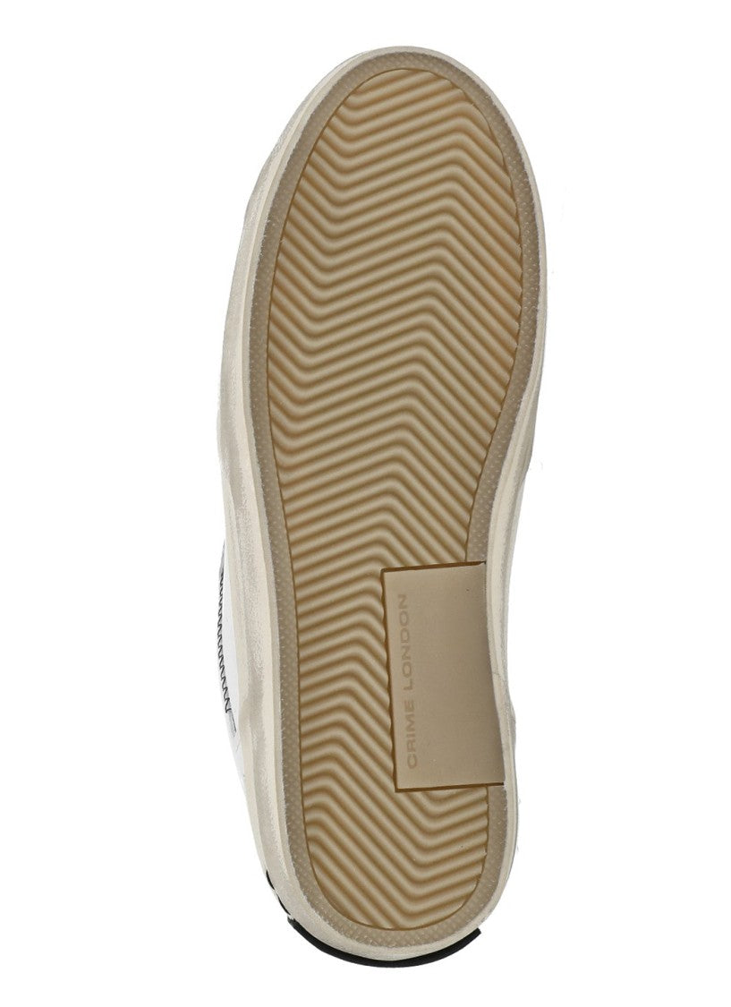 Crime London Leather Sneakers With Glittered Details And Embossed Logo