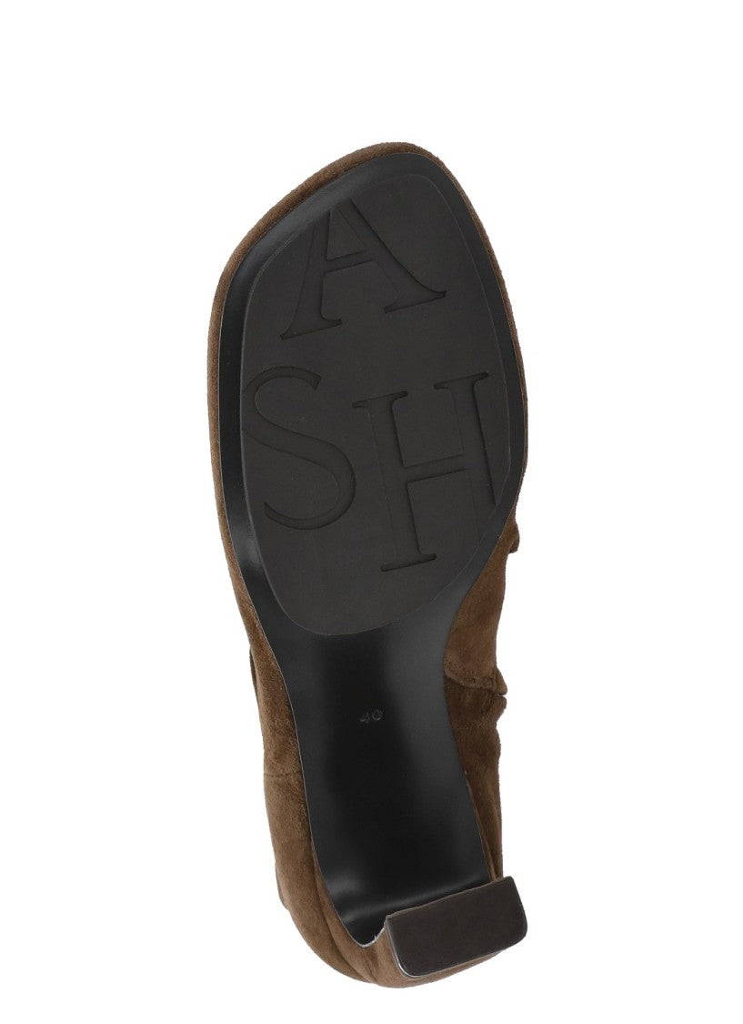 Ash Brown Estelle Square-Toe Suede Boots