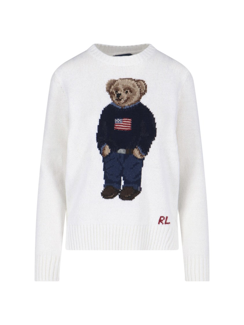 Polo Ralph Lauren White Polo Bear Knit Sweater