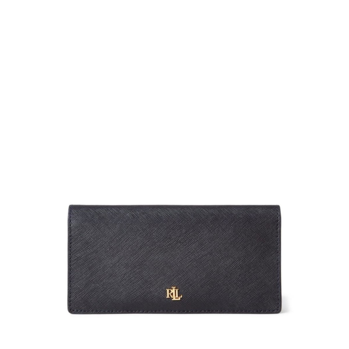 Lauren Ralph Lauren Textured Black Wallet With Elegant Gold-Tone Logo
