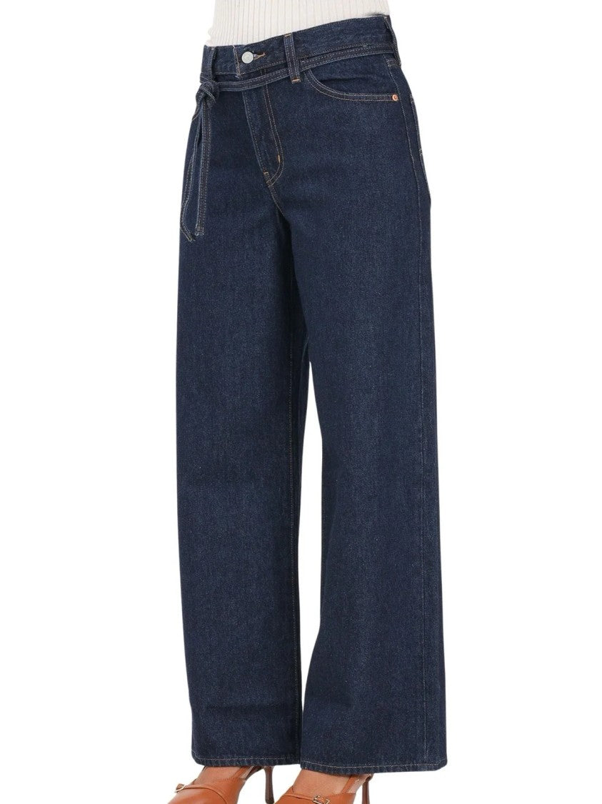 Levi's Blue Cotton Wide-Leg Jeans