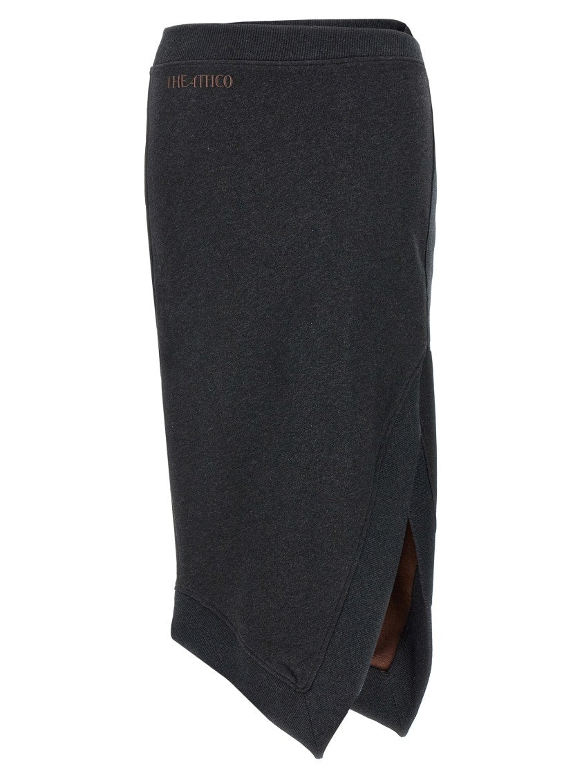 The Attico Asymmetrical Fleece Midi Skirt With Front Split