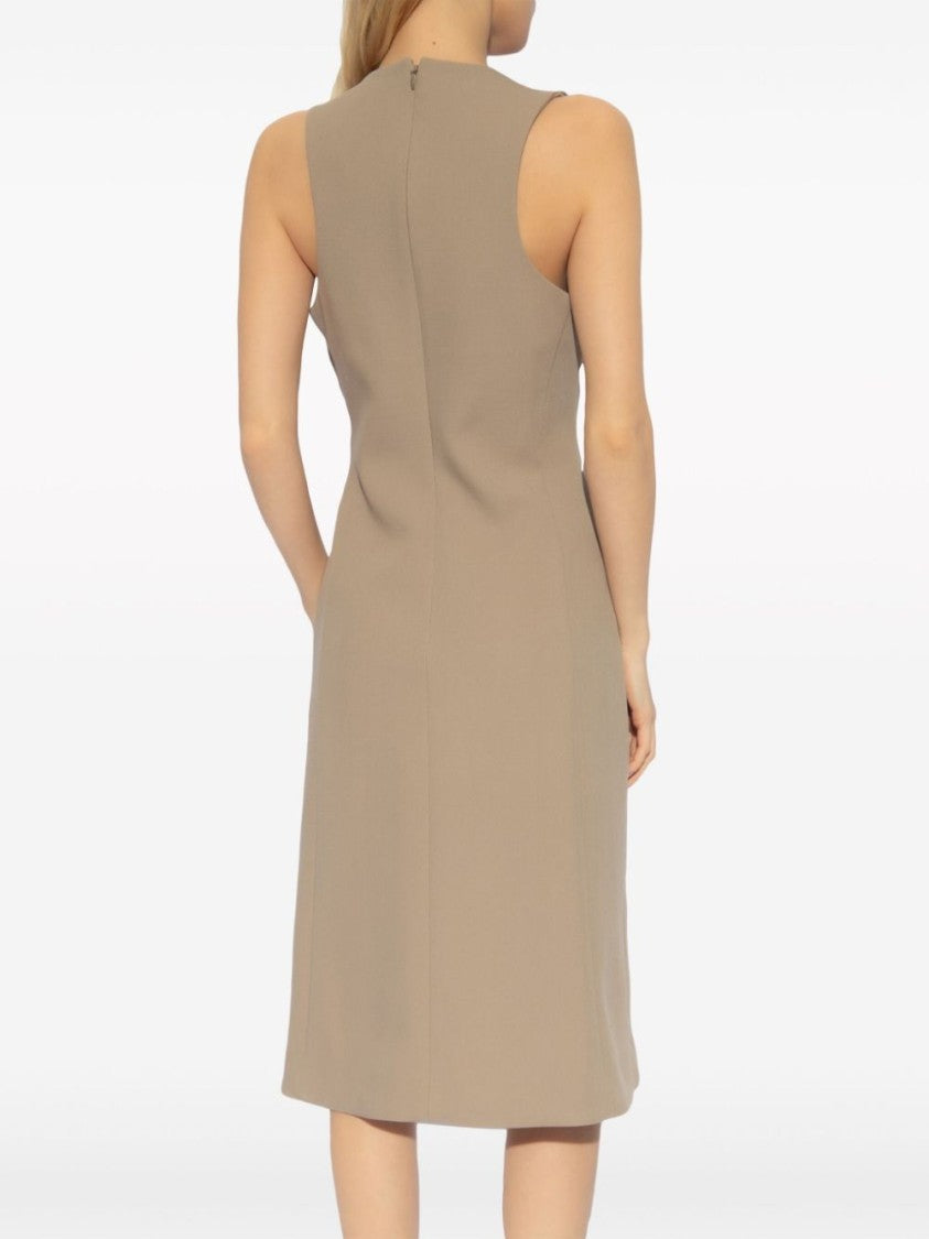Ami Paris Beige Virgin Wool Midi Dress