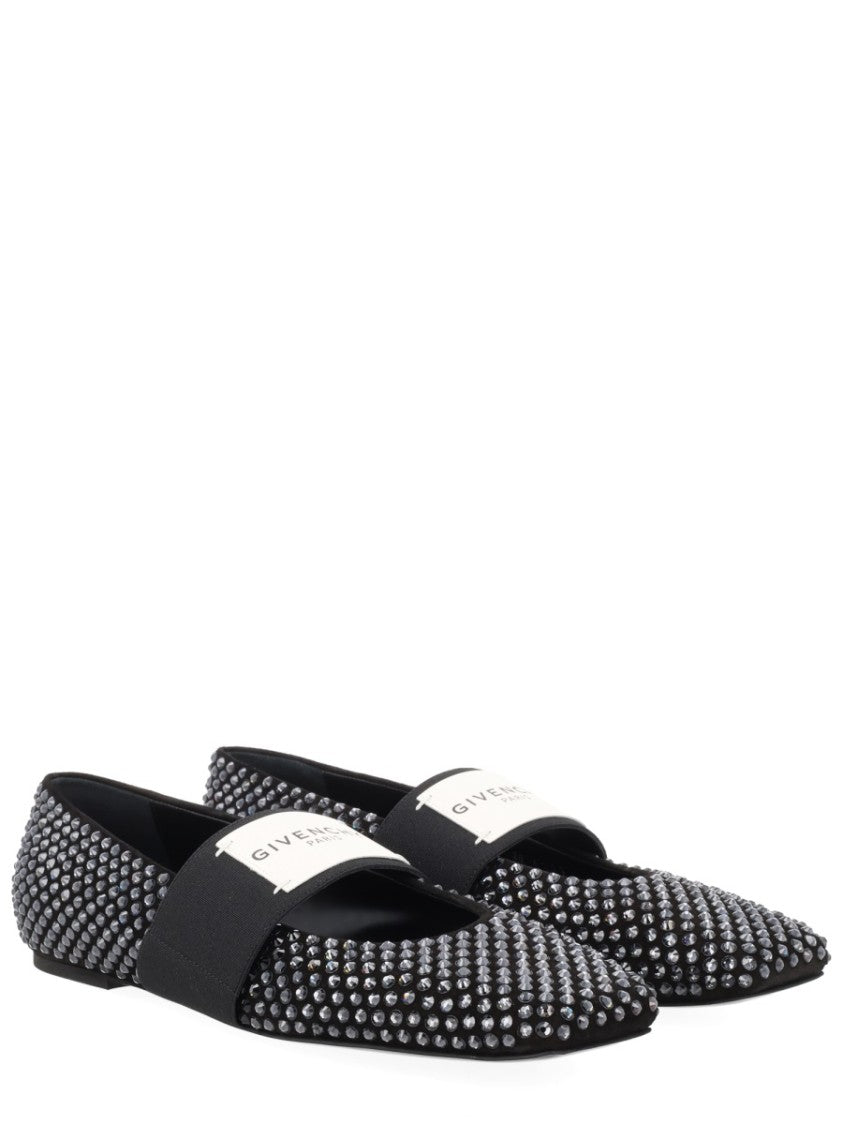 Givenchy Black Sliced Square Calf Leather Flats