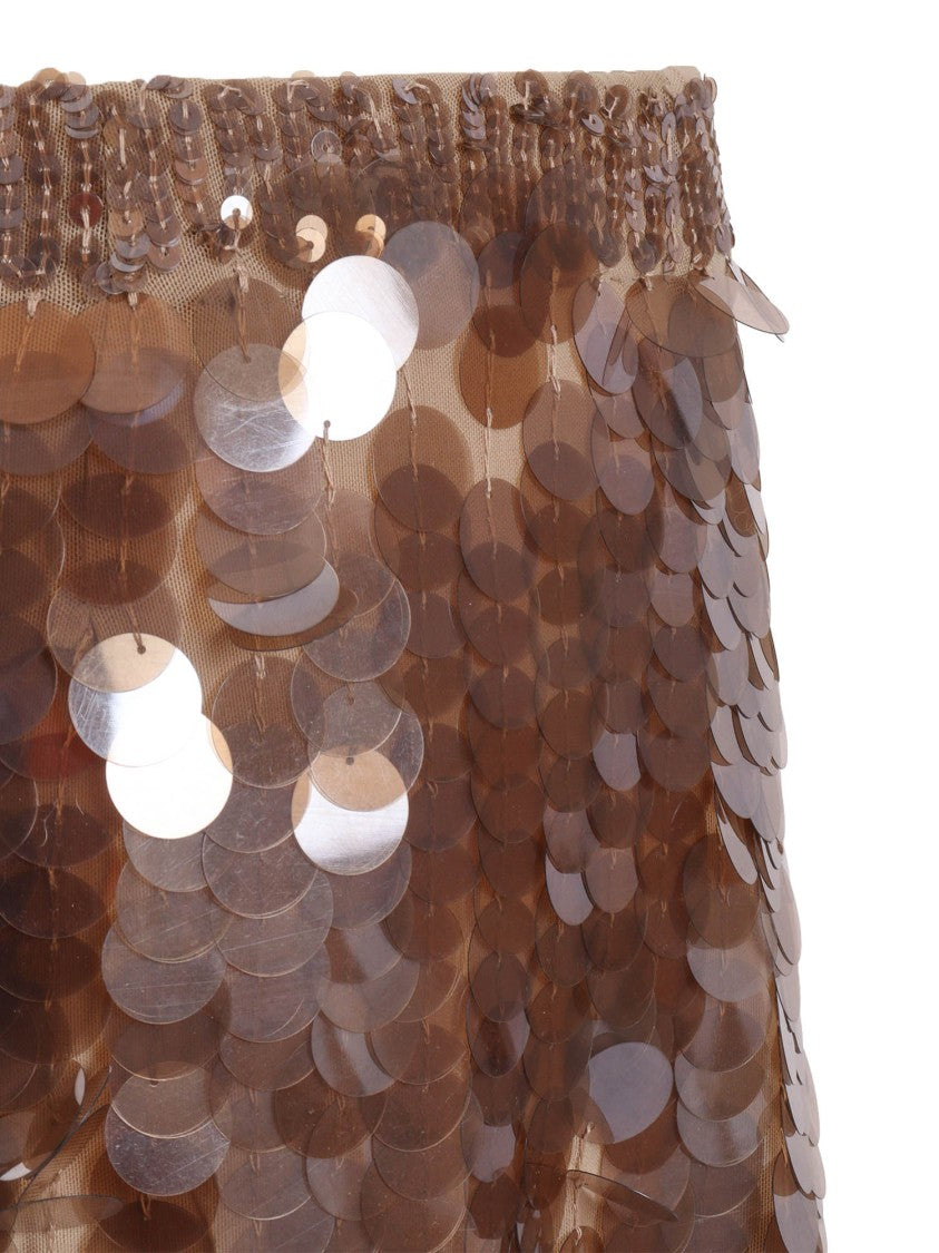 P.A.R.O.S.H. Shimmering Sequin Elastic Mini Skirt