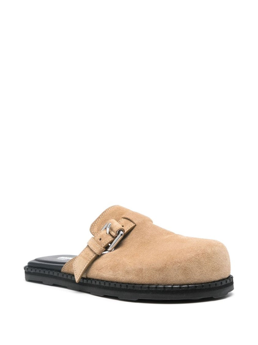 Moschino Almond Beige Side Buckle Leather Sandals