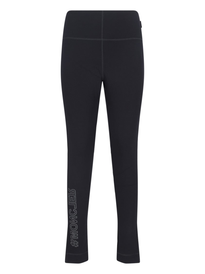 Moncler Grenoble Studded Leggings In Black Stretch Nylon