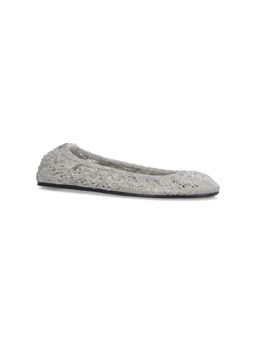 Isabel Marant "Belna" Crochet Ballet Flats – Silver