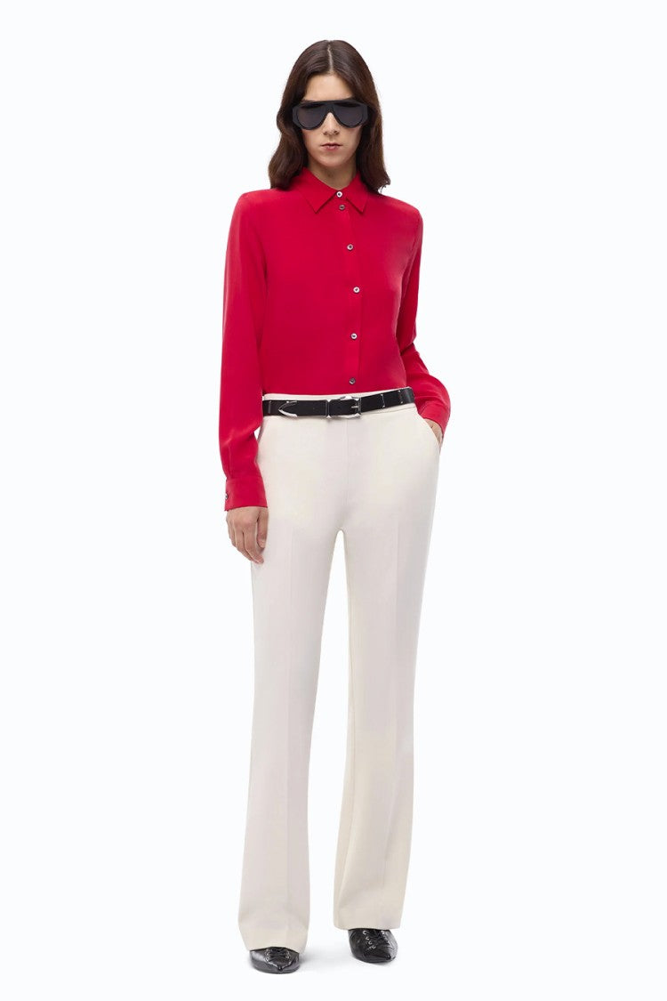 Pinko Raspberry Classic-Collar Silk Shirt