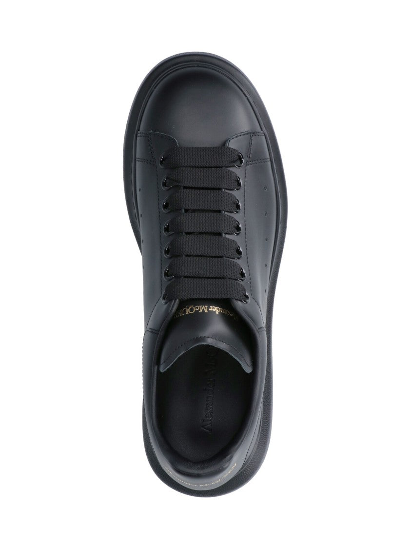 Alexander Mcqueen Black Oversized Smooth Leather Platform Sneakers