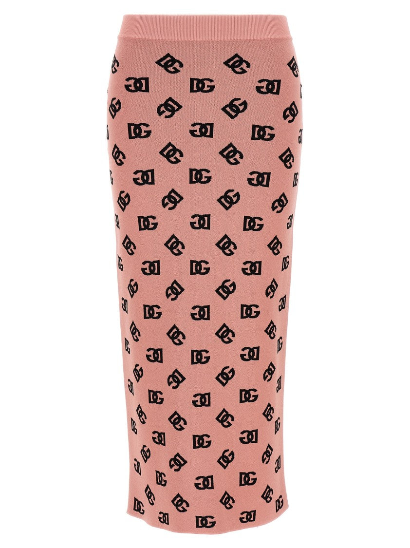 Dolce & Gabbana High-Waist Sheath Skirt With Dg Jacquard Logo