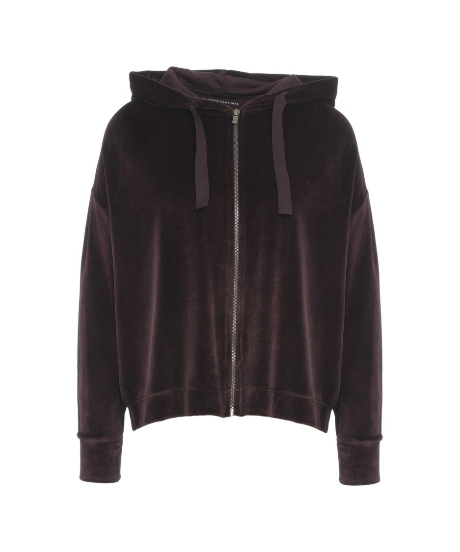 Majestic Filatures Oversized Velour Hoodie With Zip Closure