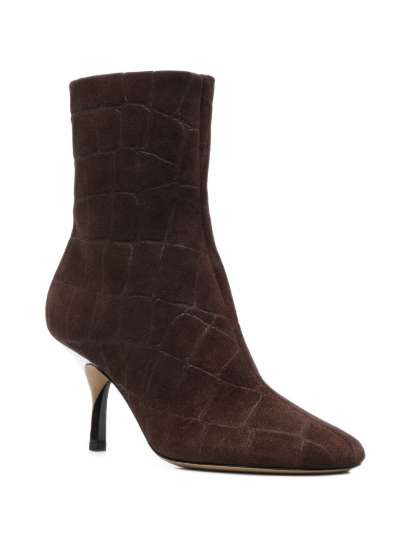 Jacquemus Textured Pointed Toe Ankle Boots With Slim Kitten Heel