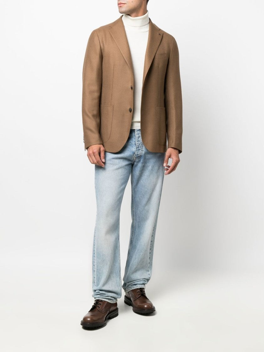 Tagliatore Brown Single-Breasted Blazer Jacket