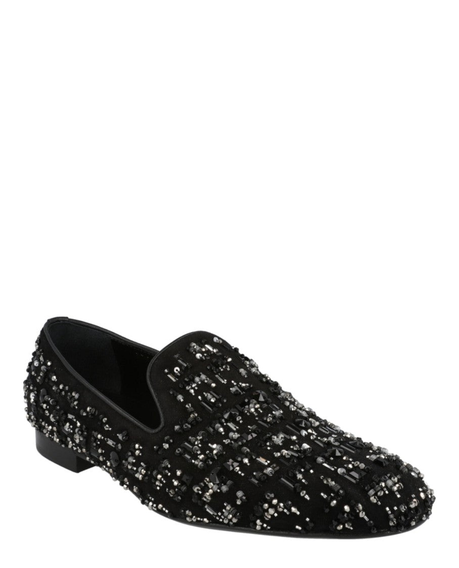 Versace Suede Bead-Embellished Slippers