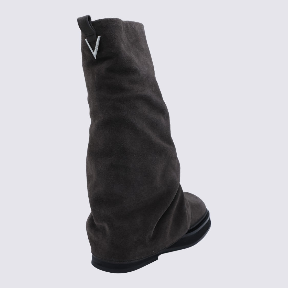 The Attico Slouchy Suede Boots With Metallic V-Detail