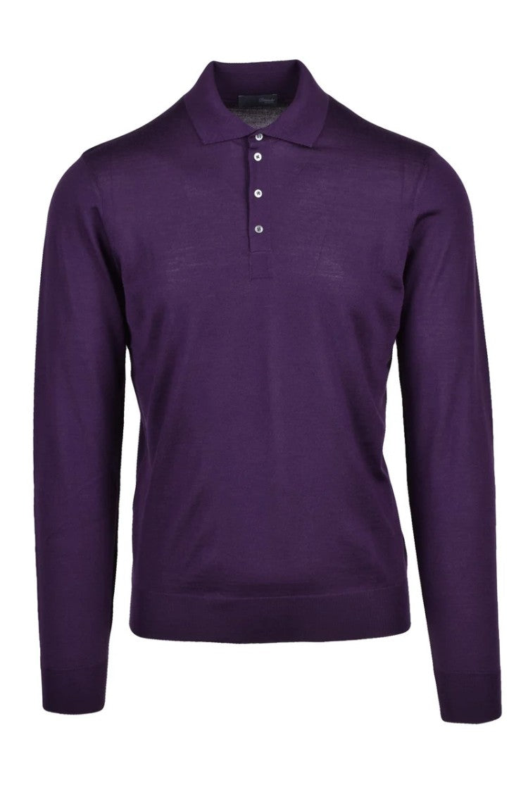 Drumohr Merino Wool Knit Polo - Purple