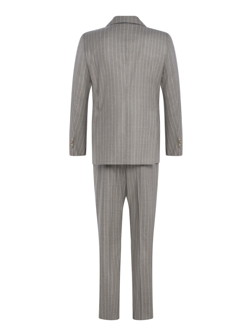 Franzese Collection Double-Breasted Grey Pinstriped Suit