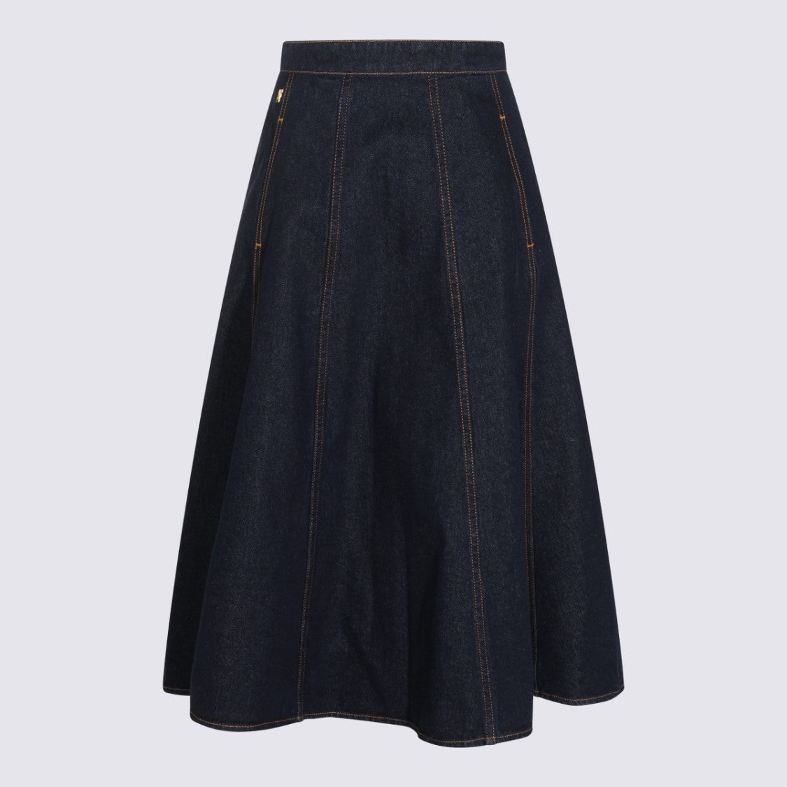 Alberta Ferretti Flared Denim Skirt With Vertical Seam Detailing