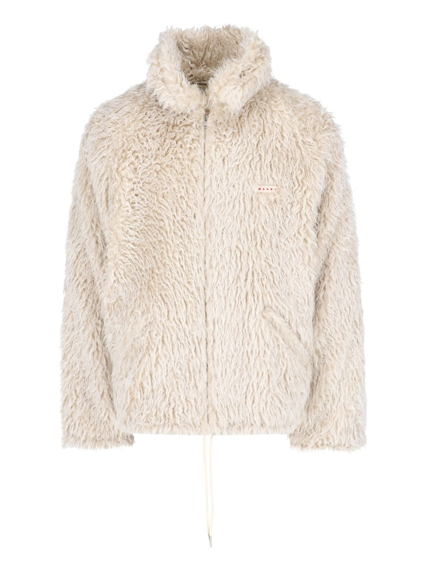 Marni Faux Shearling Hooded Jacket – Cream