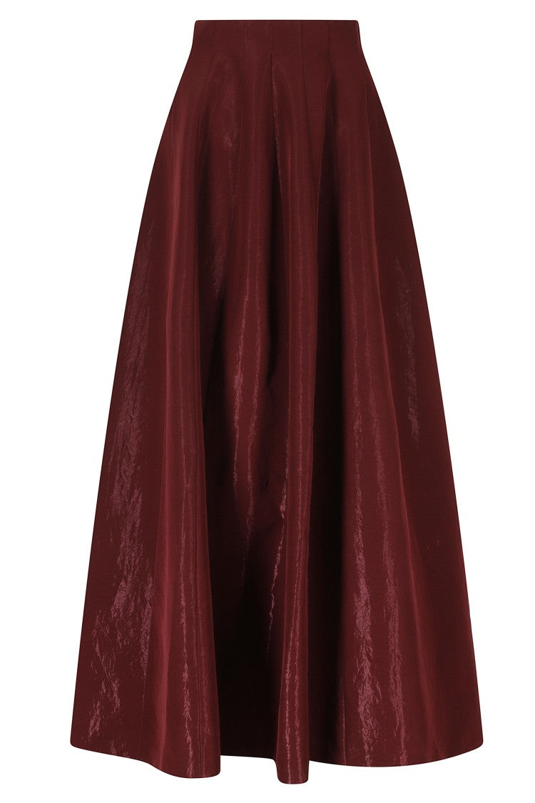 Alberta Ferretti Red Trapeze Panel Triacetate-Blend Maxi Skirt
