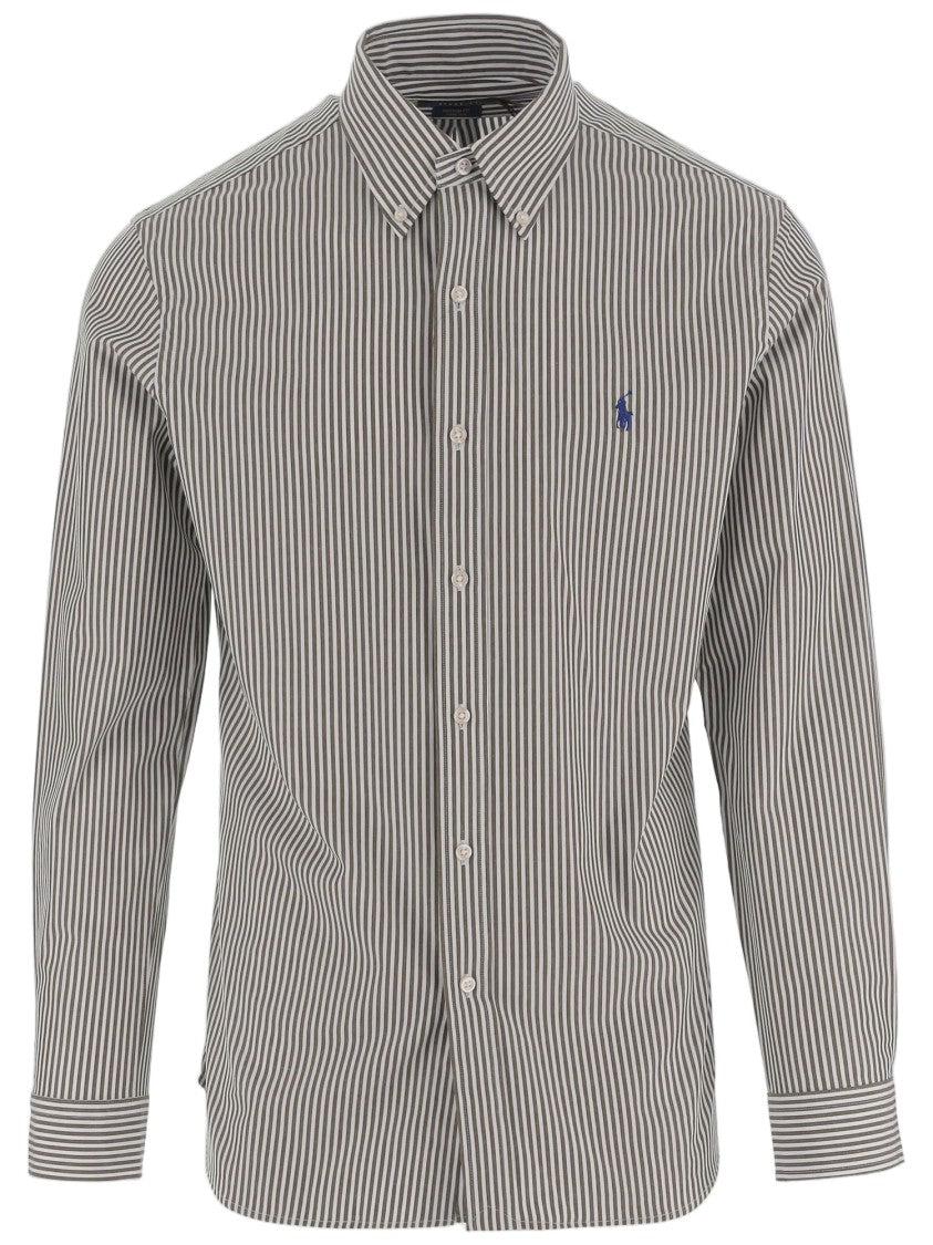 Polo Ralph Lauren Brown Striped Stretch Cotton Shirt