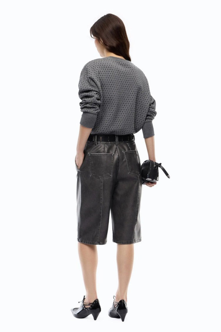 Pinko Grey Cotton Studded Sweatshirt