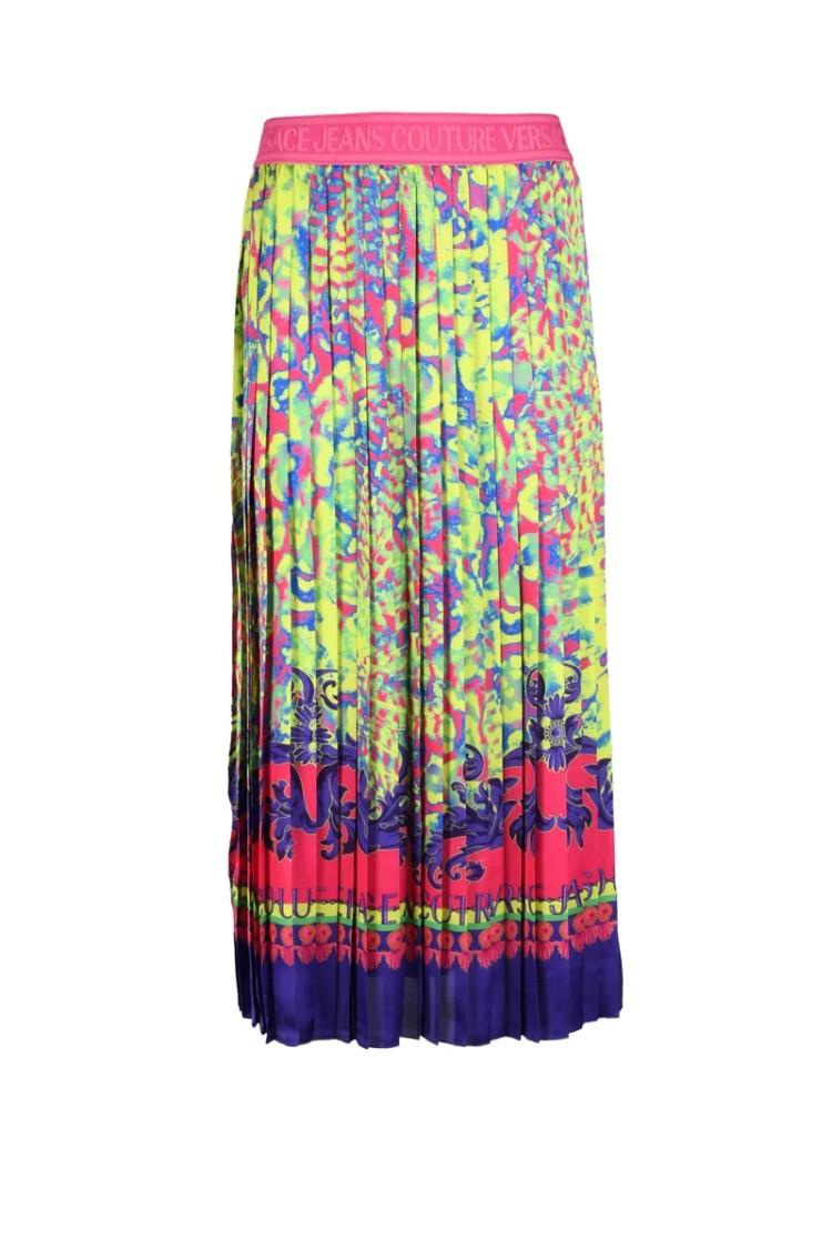 Versace Jeans Couture Pleated Skirt - Green/Pink